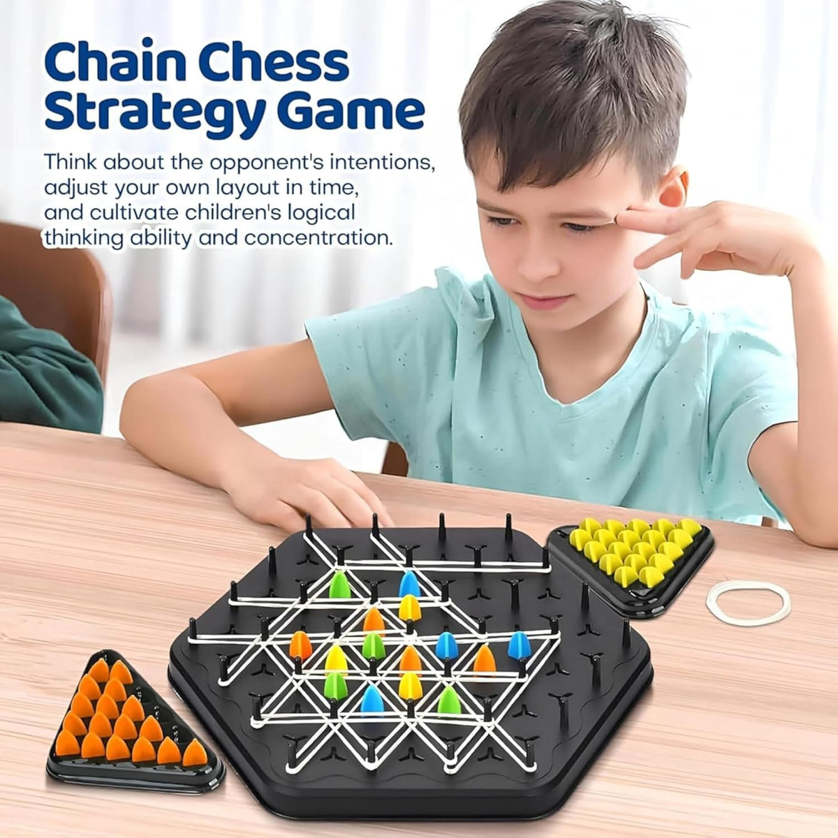 Chain Triangle Chess Triggle Rubber Band Game Strategy Building Board Games