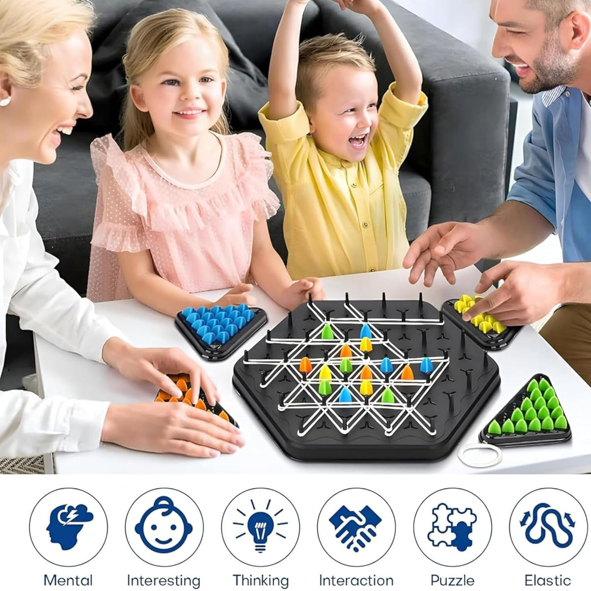 Chain Triangle Chess Triggle Rubber Band Game Strategy Building Board Games