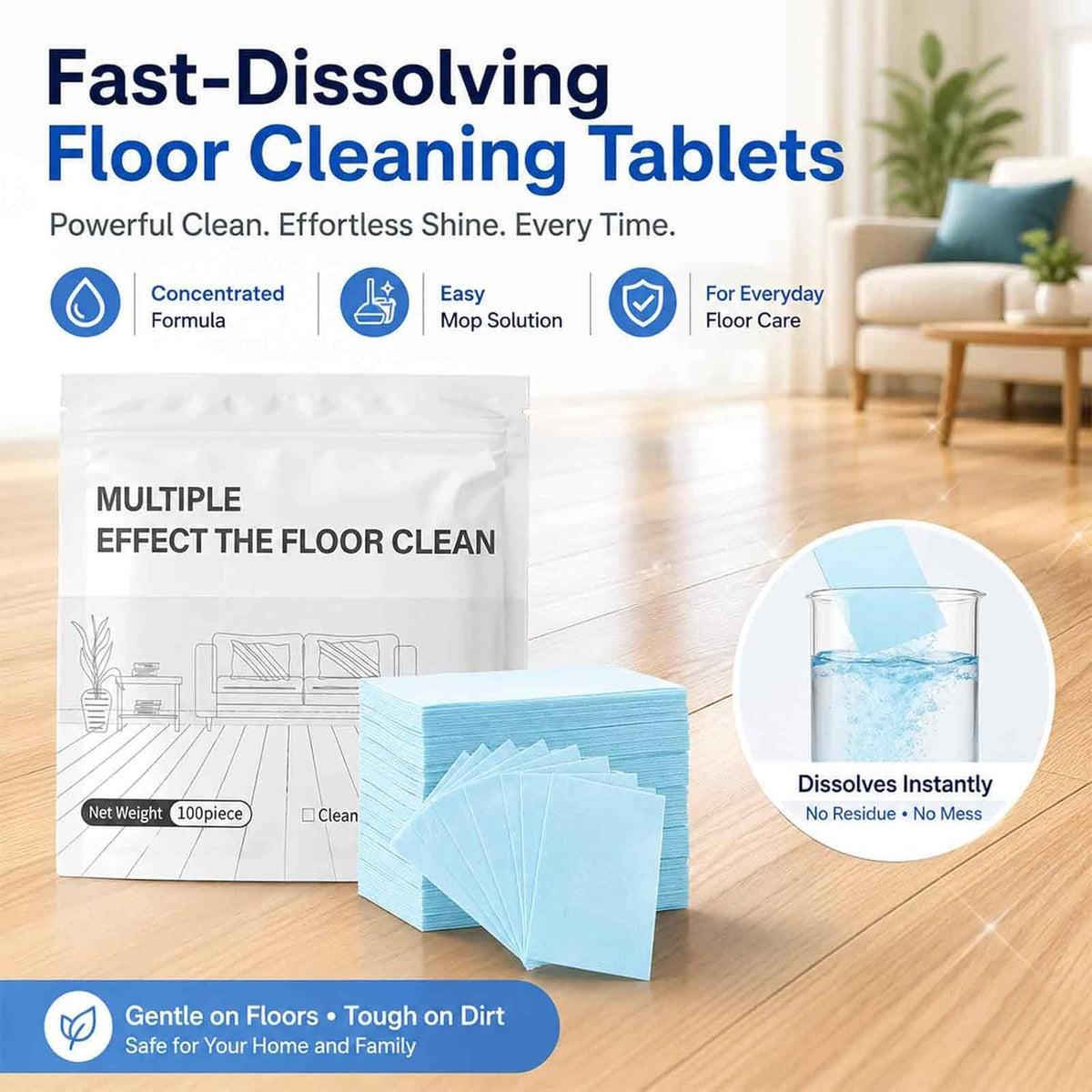 Multi-Effect Floor Clean Solution for Hardwood, Laminate, Tile (100 Piece) (PL)
