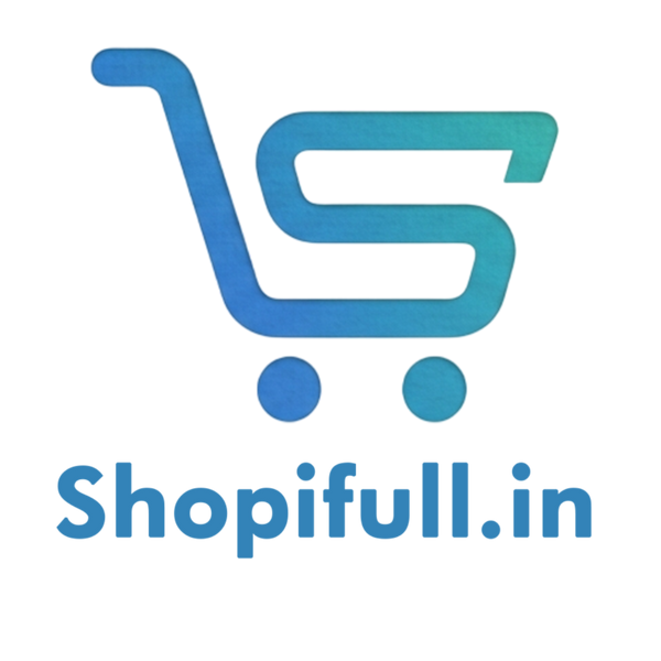 A blue and teal shopping cart icon above the text 'Shopifull.in' on a plain white background.